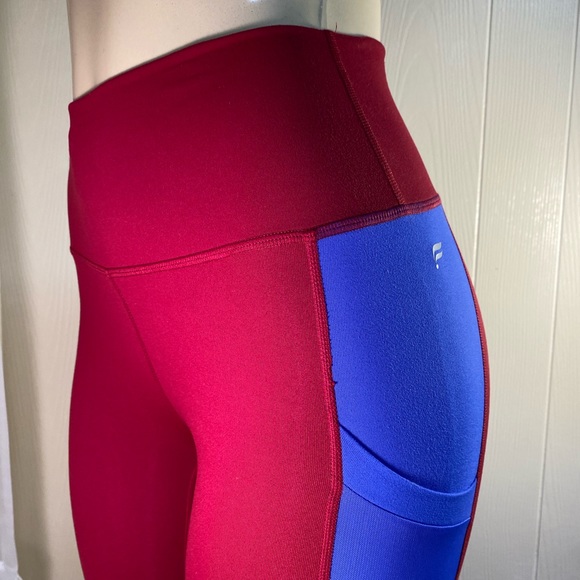 Power Hold Fabletics Red Blue Yellow High Rise Ex Small Athletic Leggings NWOT - Picture 3 of 14
